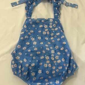 Posh Peanut Blue Floral Tie-Shoulder Romper